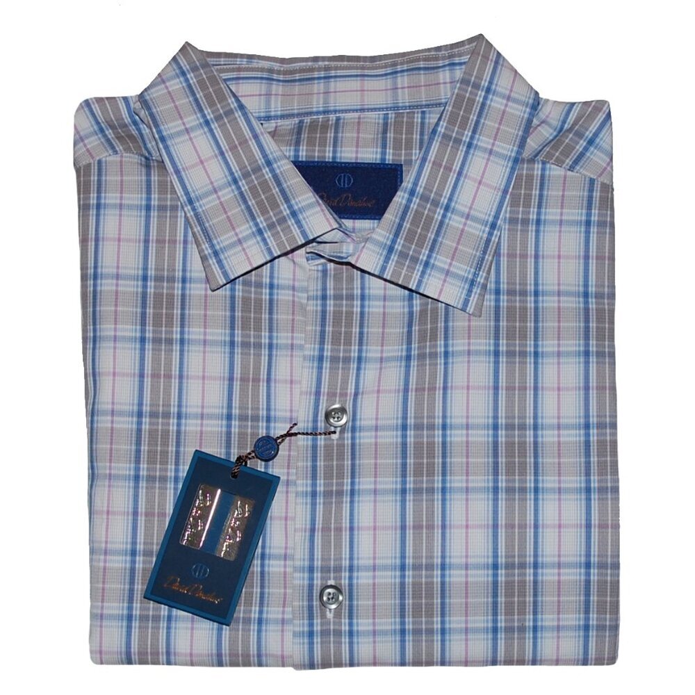 NWT David Donahue Dress Plaid Shirt Fusion 18 XL XXL